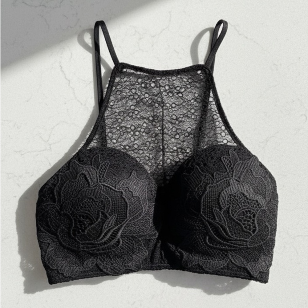 Urban Outfitters Black Floral Lace Bralette